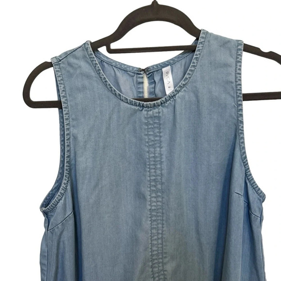 RVCA Chambray Sundress with Frayed Hem Light Wash Size Medium - Picture 3 of 7
